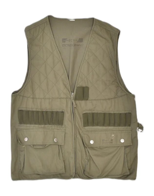 Men's Coats for Tall MenVINTAGE Mens Utility Gilet UK 40 Large Khaki Cotton