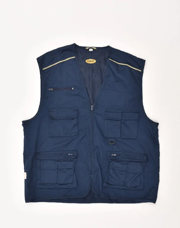 Winter-Ready Men's CoatsVINTAGE Mens Utility Gilet UK 42 XL Navy Blue Polyester