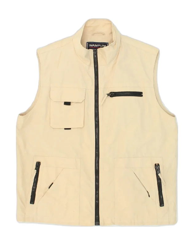 Men's Coats with Fur TrimWAMPUM Mens Utility Gilet UK 44 2XL Beige Cotton